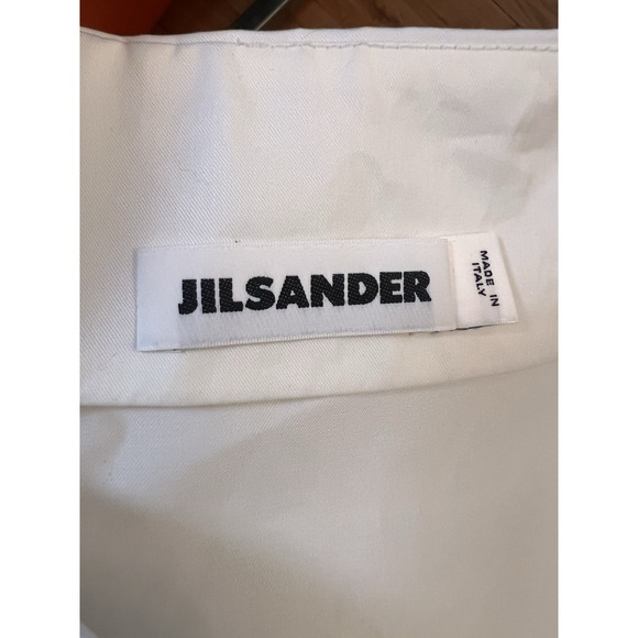 JIL‎ SANDER  White Cotton Poplin Knit Lattice Trim A-Line Skirt Made Italy Sz 48 - Picture 5 of 6